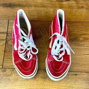 Red vans youth size 1.0, worn